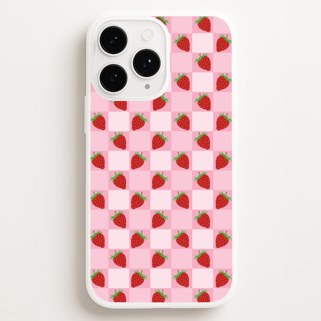 Checkered Strawberries Pattern Phone Case
