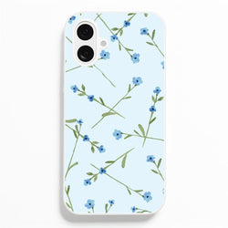 Baby Blue Floral Pattern iPhone 16 Plus Case