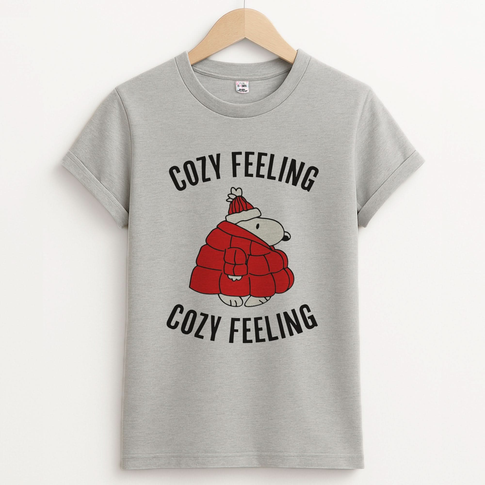 Cozy Feeling Cartoon Beagle Puffer Jacket Unisex Grey T-Shirt