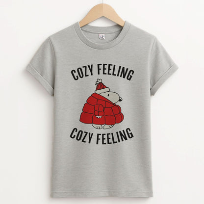 Cozy Feeling Cartoon Beagle Puffer Jacket Unisex Grey T-Shirt