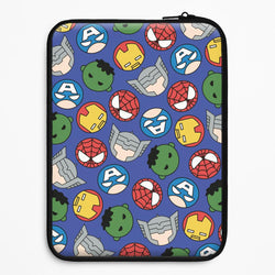 Cute Chibi Heroes Pattern Blue Universal Laptop Sleeve