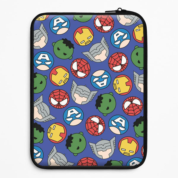 Cute Chibi Heroes Pattern Blue Universal Laptop Sleeve