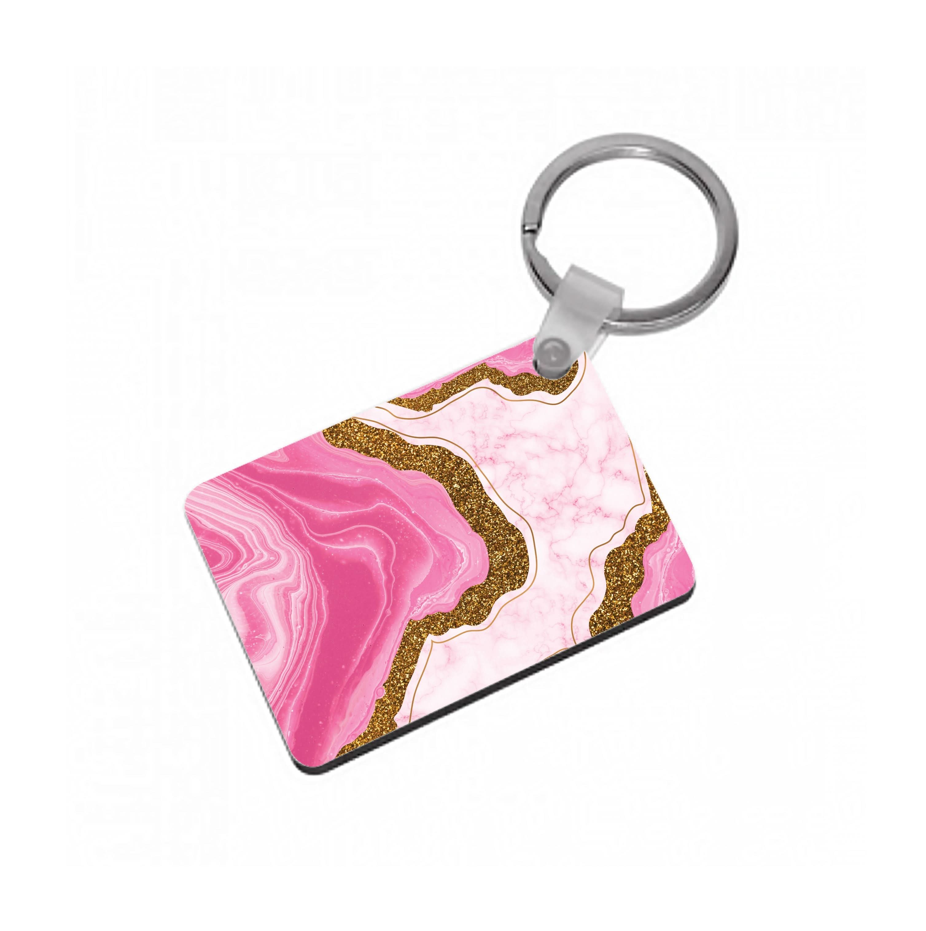Marble Rock Veins And Glitter Keyring