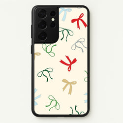 Coquette Christmas Bows Pattern Galaxy S21 Ultra Case