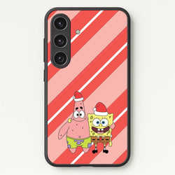 Cartoon Sponge And Starfish Christmas Hats Galaxy S25 Case