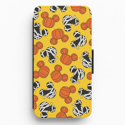 Pumpkin And Mummy Mouse Pattern Flip / Wallet Phone Case
