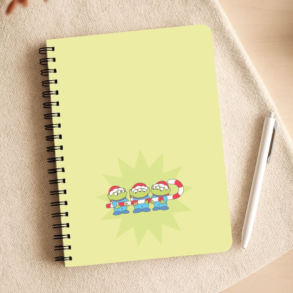 Cute Green Aliens Candycane Notepad