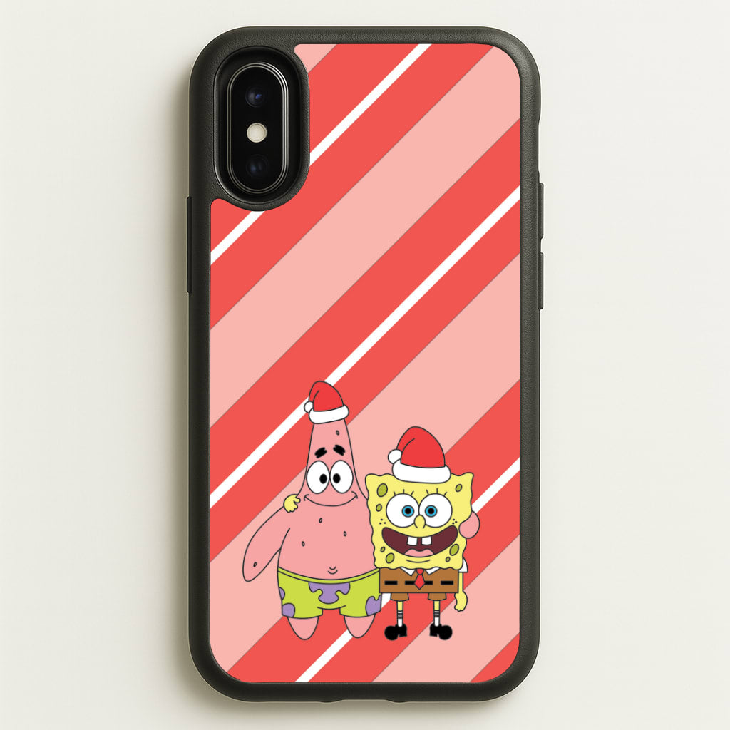 Cartoon Sponge And Starfish Christmas Hats iPhone X / XS Case