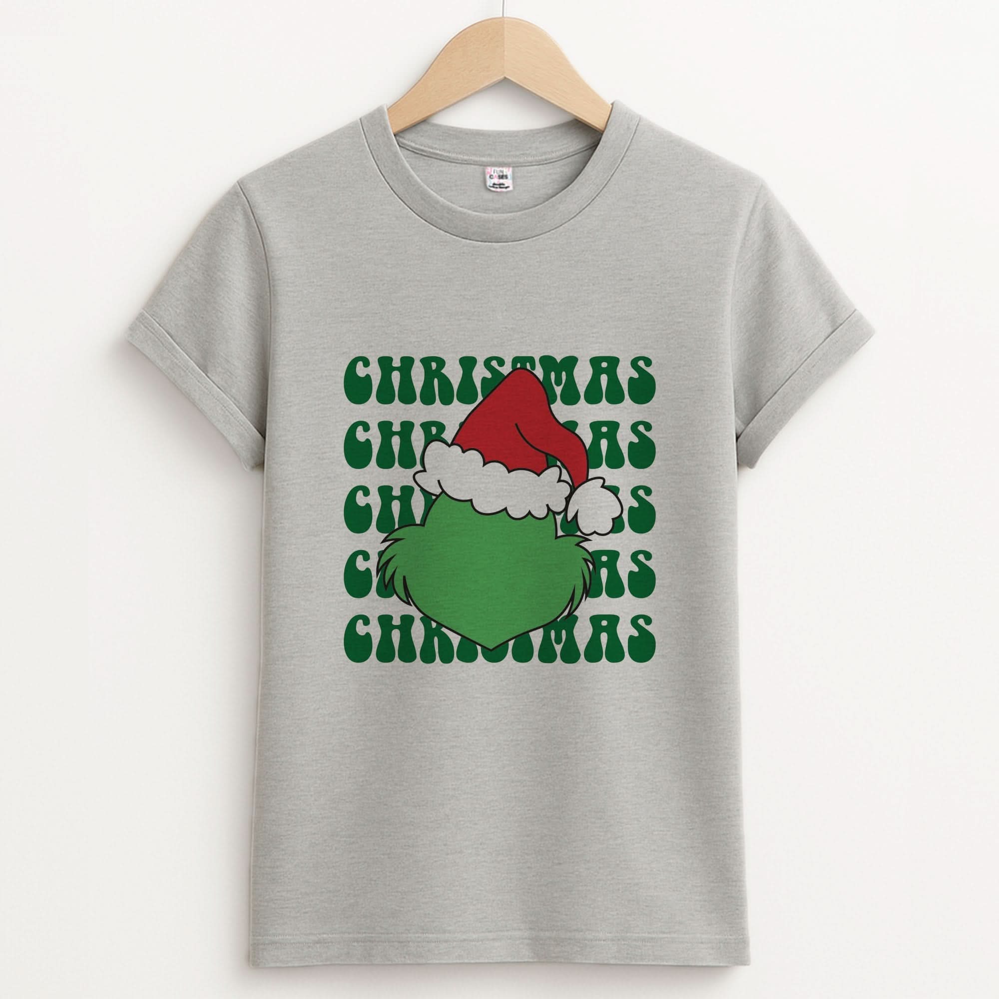 Green Creature Christmas Unisex Grey T-Shirt