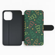 Colourful Christmas Tree Outlines Pattern Flip / Wallet Phone Case 2