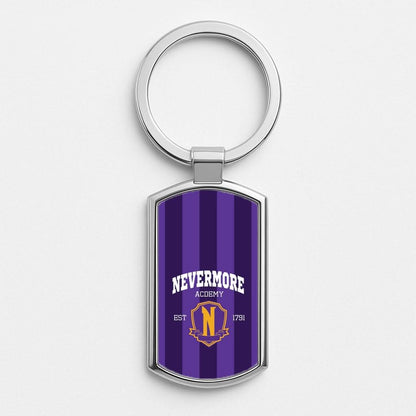 Addams Academy Purple Silver Metal Keyring