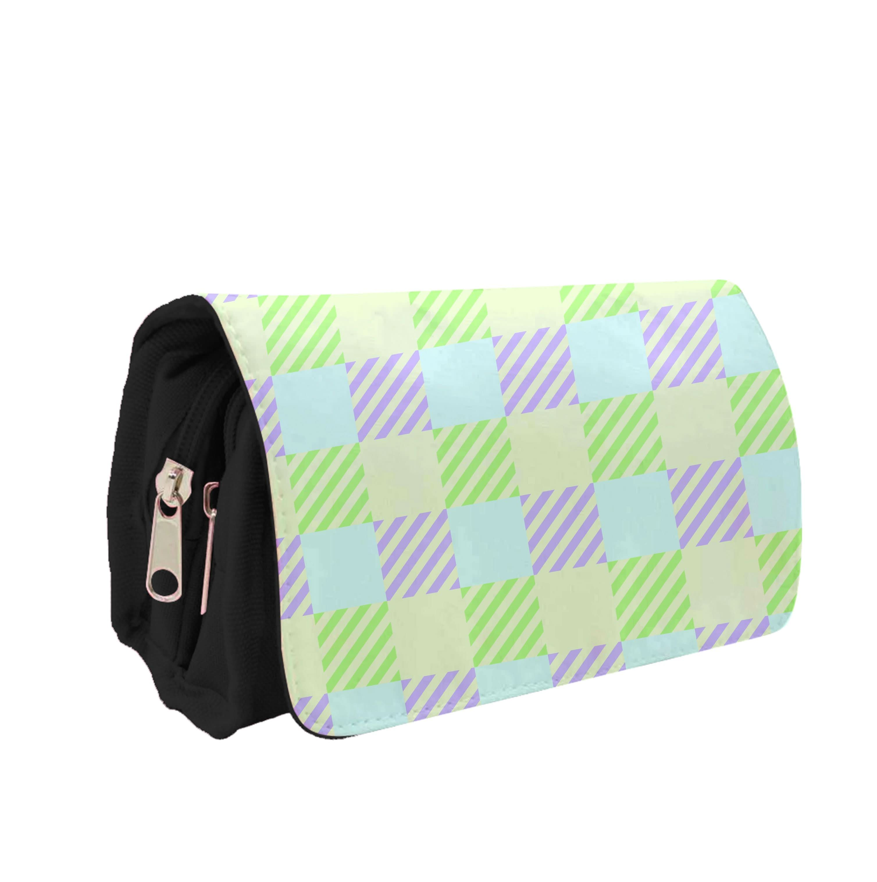 Green And Purple Checkered Pencil Case