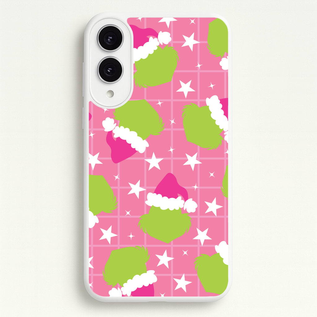 Pink Green Creature Xmas Pattern Galaxy S25 Edge Case