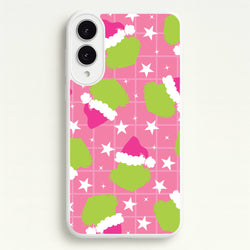 Pink Green Creature Xmas Pattern Galaxy S25 Edge Case
