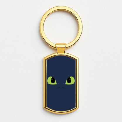 Black Fury Dragon Face Gold Keyring