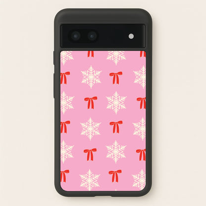 Coquette Bows And Snowflakes Pattern Google Pixel 6a Case