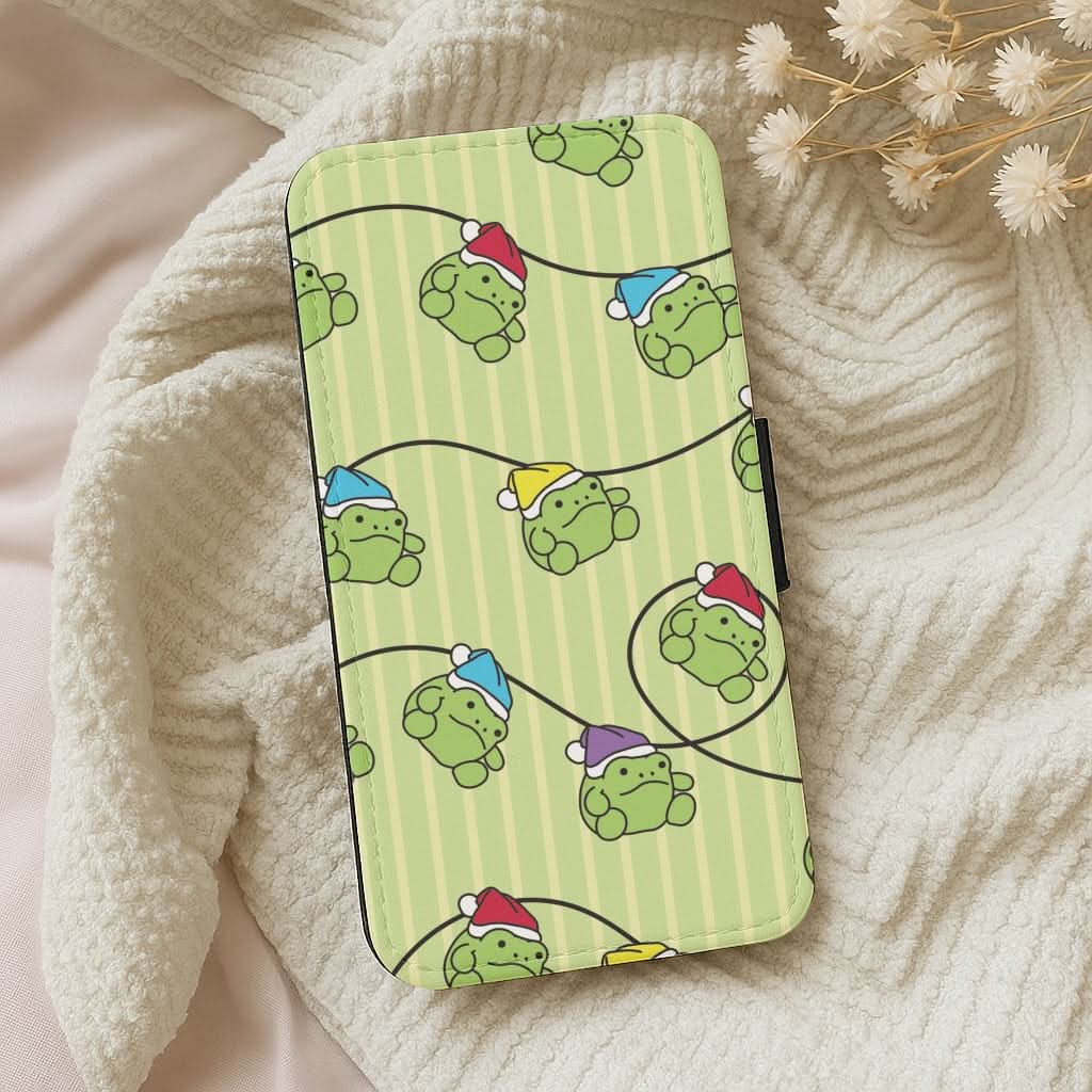 Christmas Frog Plush Fairylights Pattern Leather Phone Case