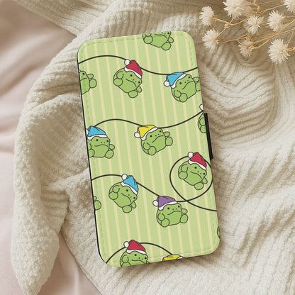Christmas Frog Plush Fairylights Pattern Leather Phone Case