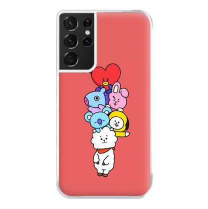 Red BT21 - RJ, Mang, Koya, Chimmy, Cooky, Shooky, Tata - K Pop Phone Case