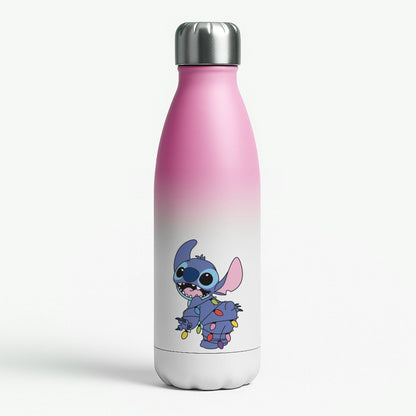 Cute Blue Alien Fairylights Pink Water Bottle