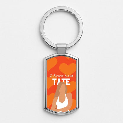I Know Love Pattern Silver Metal Keyring