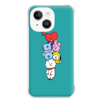 Green BT21 - RJ, Mang, Koya, Chimmy, Cooky, Shooky, Tata - K Pop Phone Case