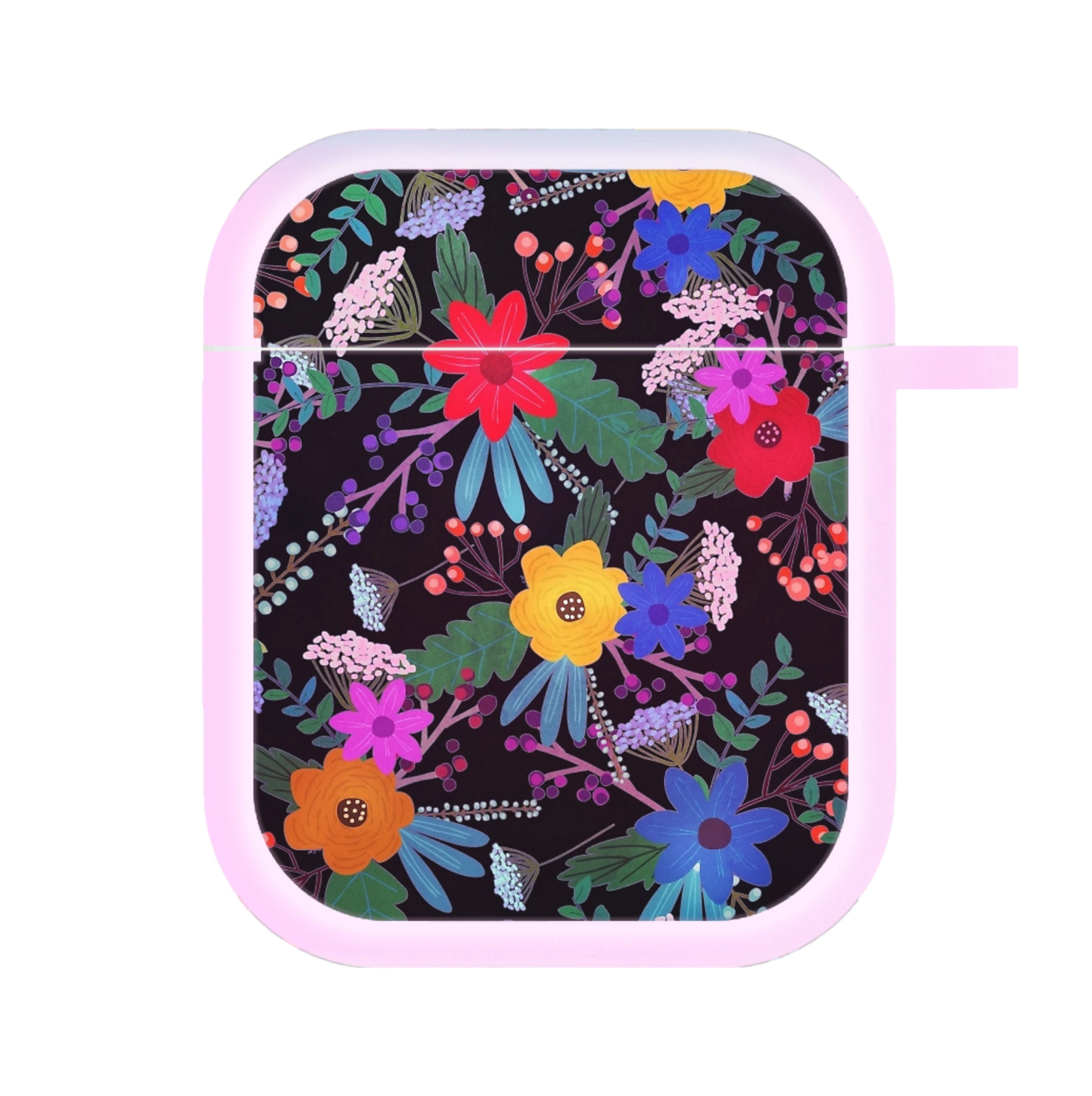 Black & Colourful Floral Pattern AirPods Case