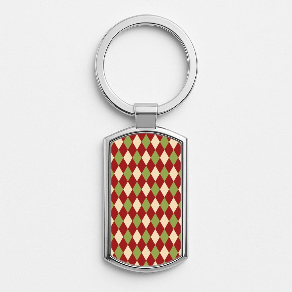 Red And Green Argyle Christmas Pattern Luxury Keyring