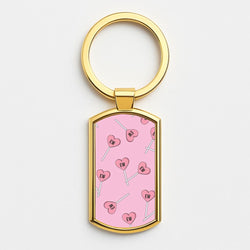 Ew Love Heart Lolipops Pattern Gold Keyring