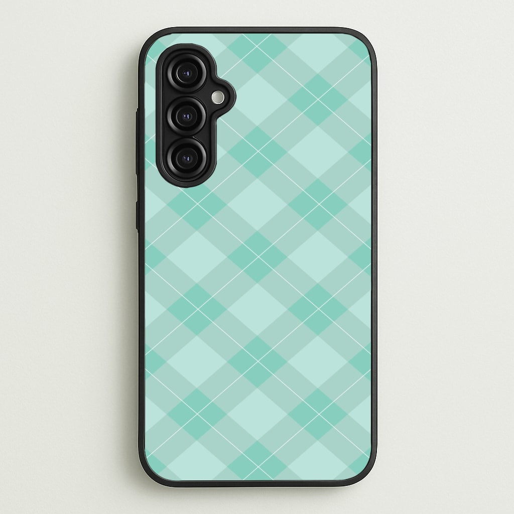 Light Cyan Tartan Christmas Pattern Galaxy A14 Case