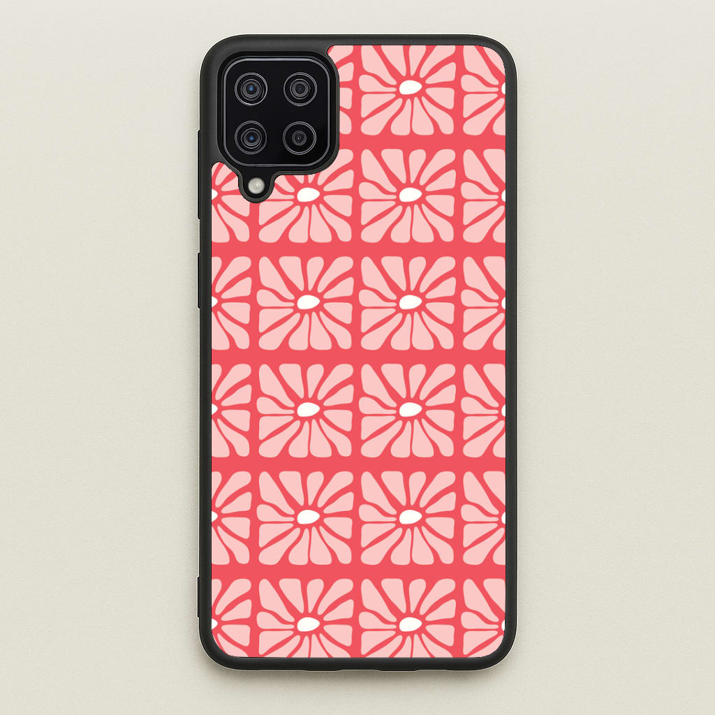 Square Abstract Flowers Pink Galaxy A12 Case