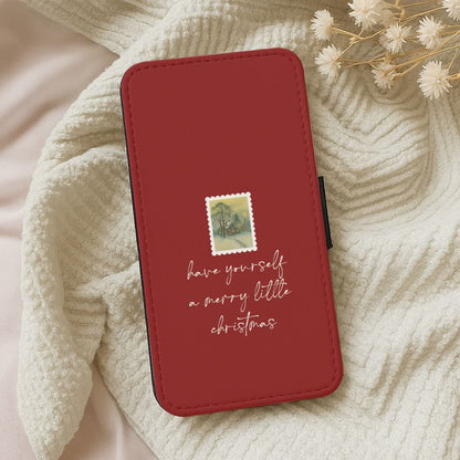 A Merry Little Christmas Stamp Leather Phone Case
