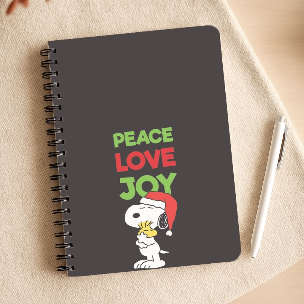 Peace, Love, Joy Christmas Cartoon Beagle Notepad