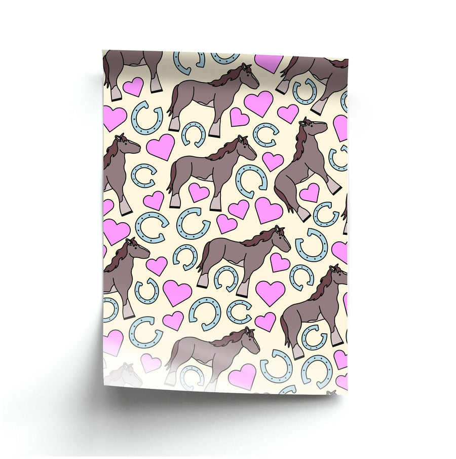 Horses And Horseshoes Pattern - Horses Poster