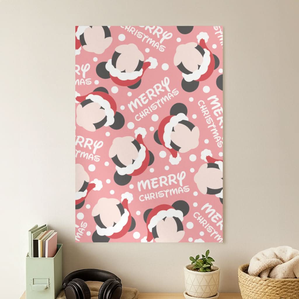 Merry Christmas Cartoon Mouse Pattern Poster