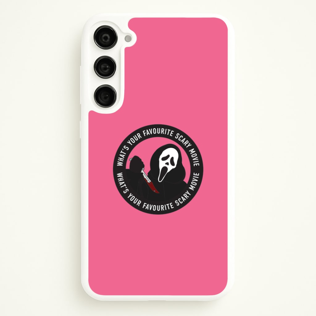 What's Your Favourite Scary Movie Badge Galaxy S23 Plus Case