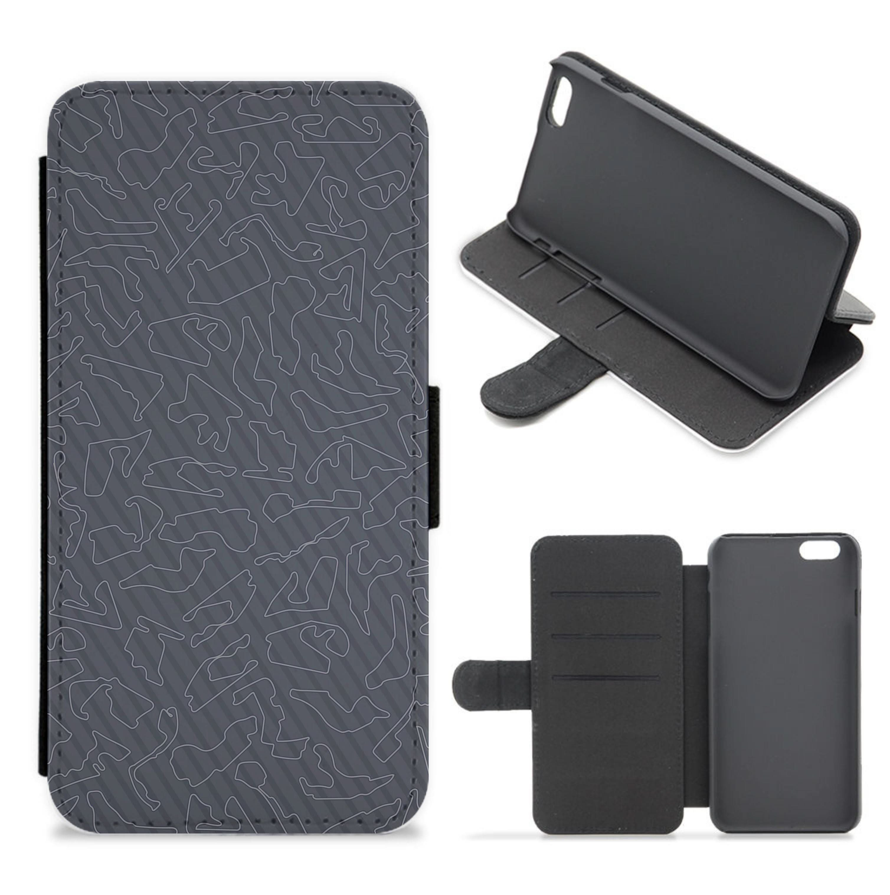 Track Outlines Gray Flip / Wallet Phone Case