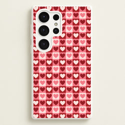 Pink Tartan Love Hearts Pattern Galaxy S25 Ultra Case