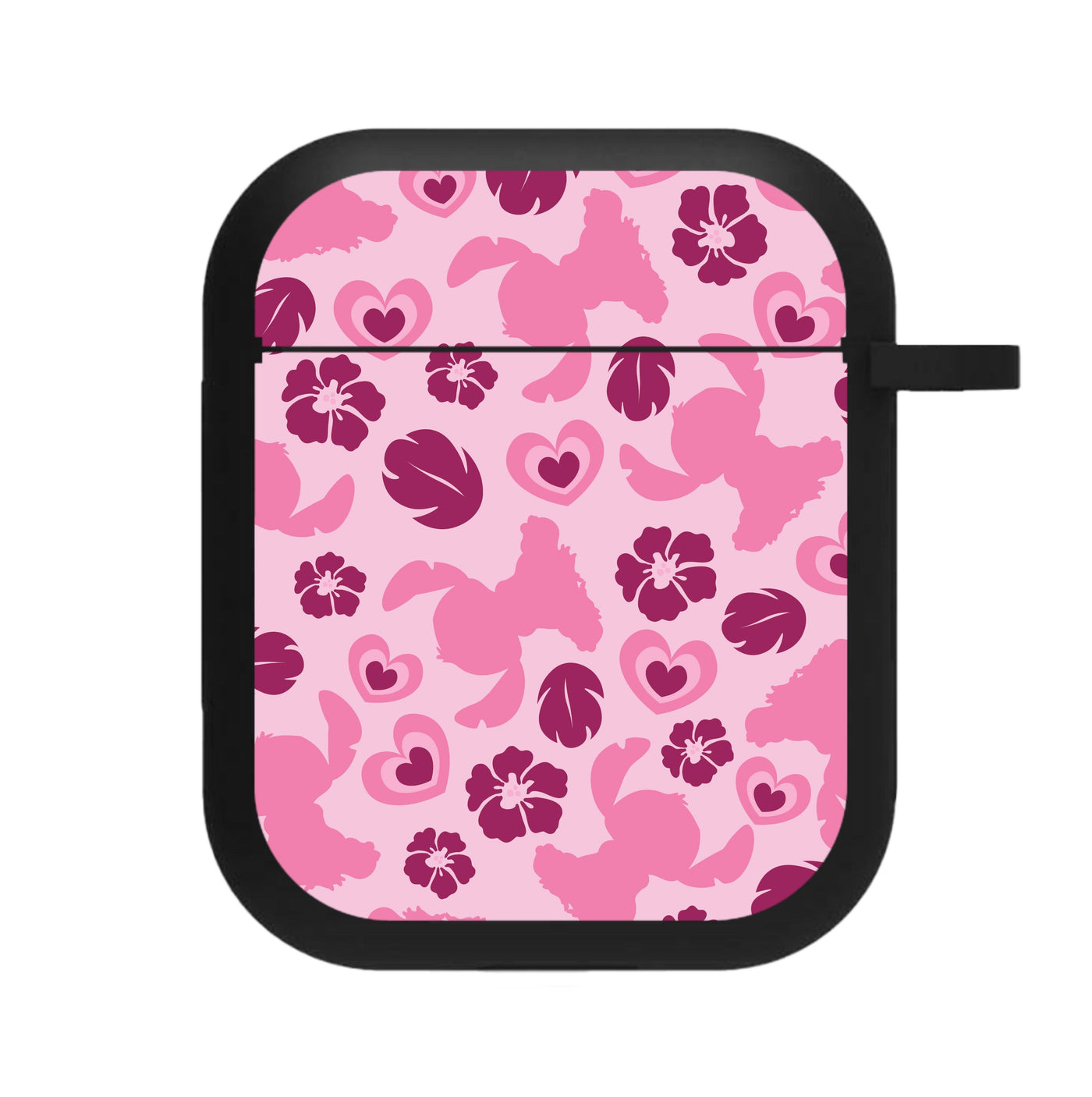 Pink Alien Silhouette Pattern AirPods Case