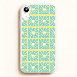 Square Abstract Flowers Blue iPhone XR Case