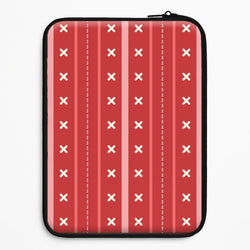 Stripes And Stitches Red Christmas Pattern Universal Laptop Sleeve