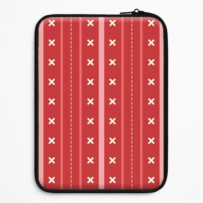 Stripes And Stitches Red Christmas Pattern Universal Laptop Sleeve
