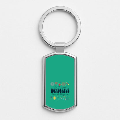 The Most Wonderful Time Of The Year Geometric Silver Metal Keyring