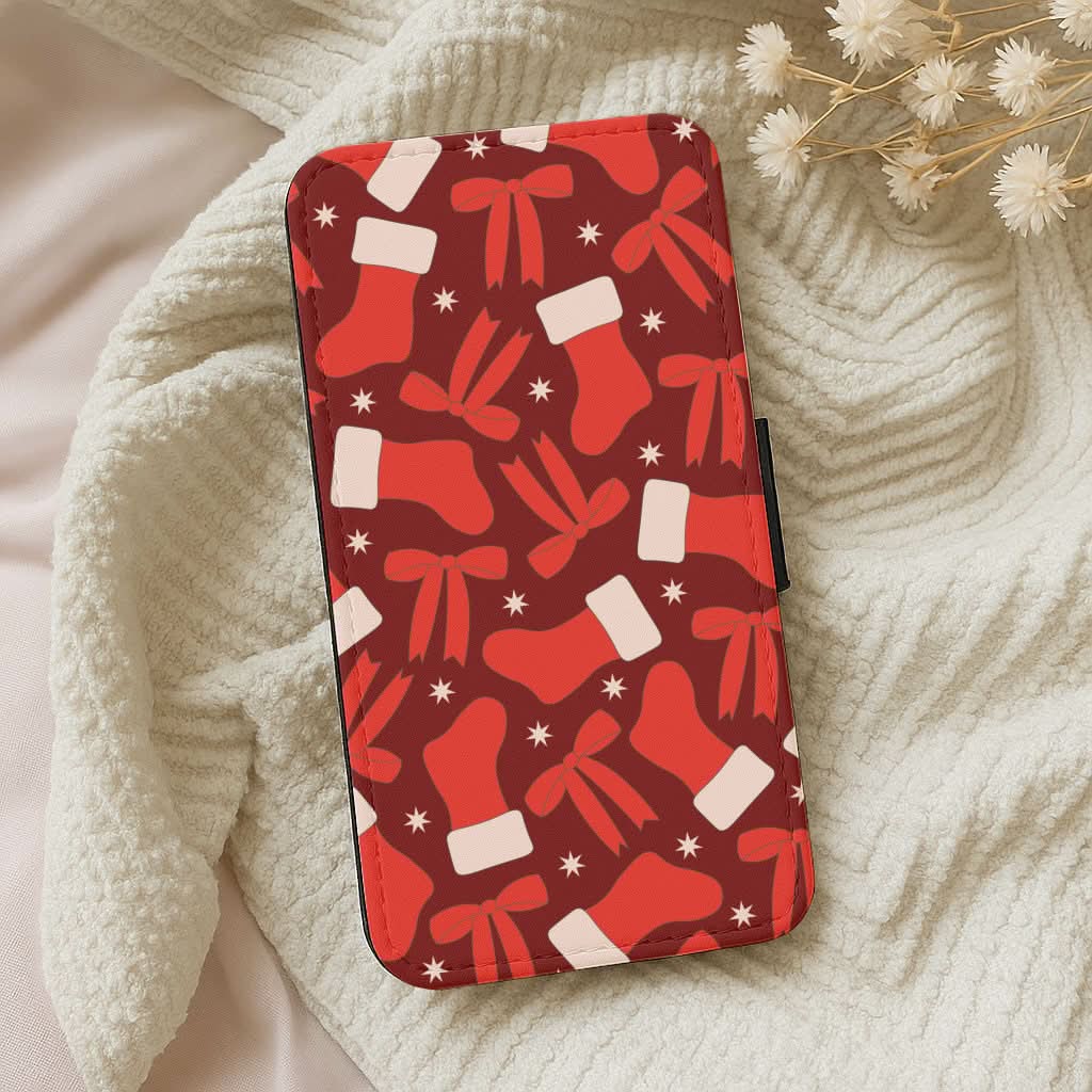 Stockings And Bows Pattern Leather Phone Case