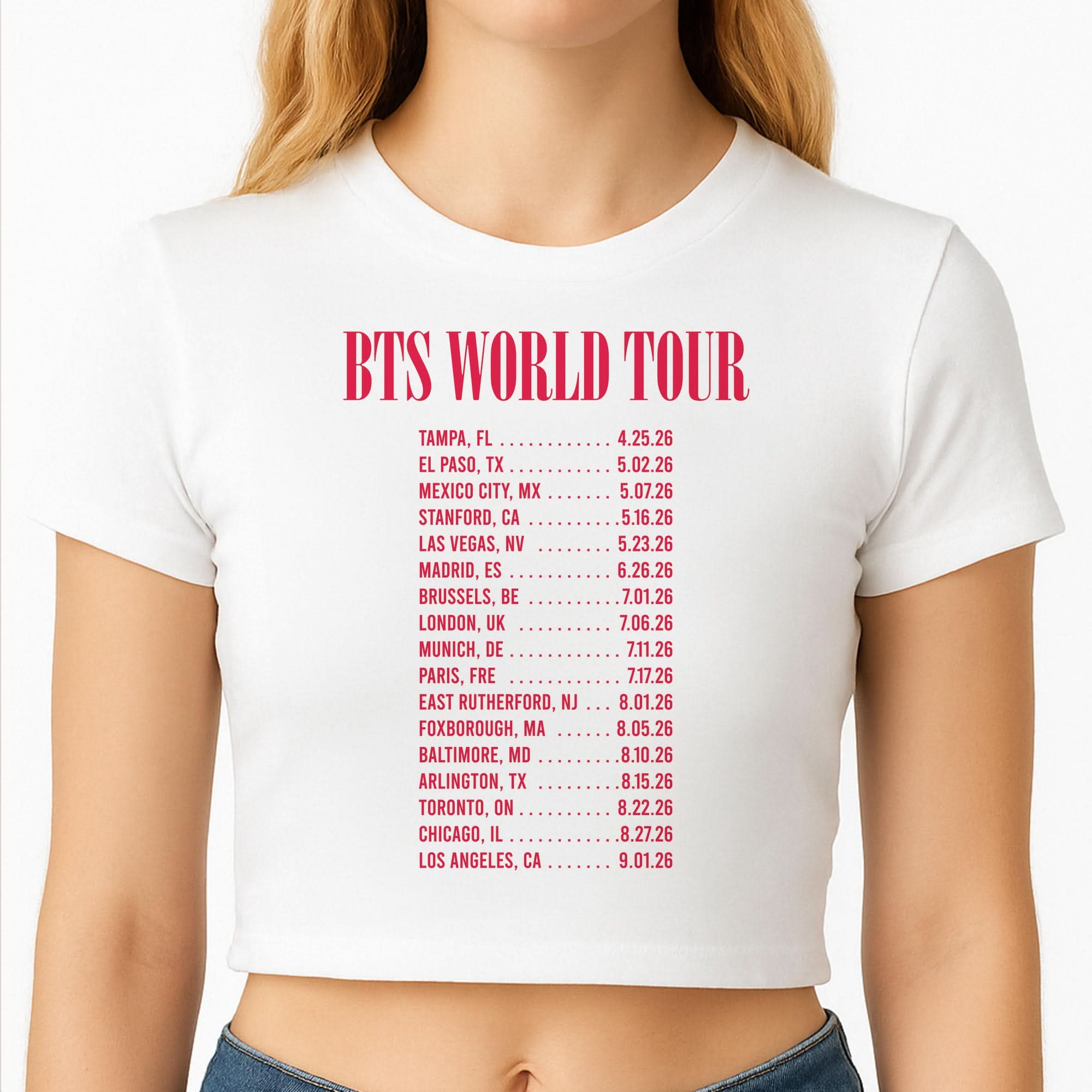 K-Pop Band World Tour List 2026 Crop Top