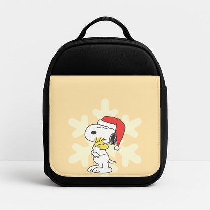 Christmas Cartoon Beagle And Bird  Insulated Lunch Bag