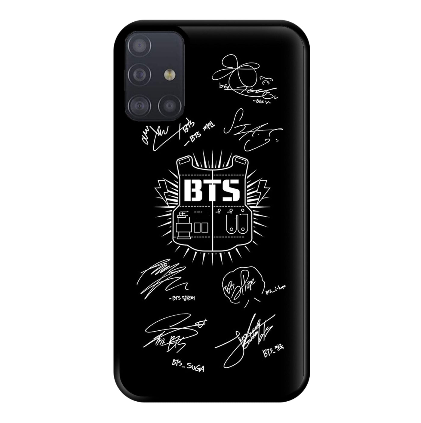 Black BTS Army Logo and Signatures Phone Case