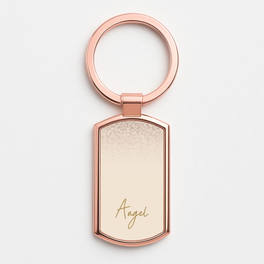 Peach Glitter Personalised Name Rose Gold Keyring