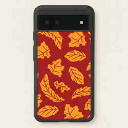 Orange Leaves Pattern Google Pixel 7a Case