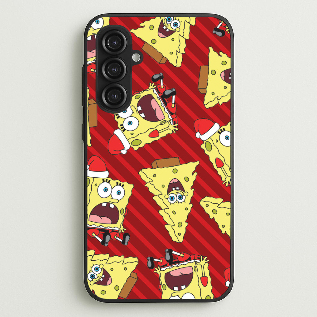 Christmas Cartoon Sponge Stripes Pattern Galaxy S23FE Case